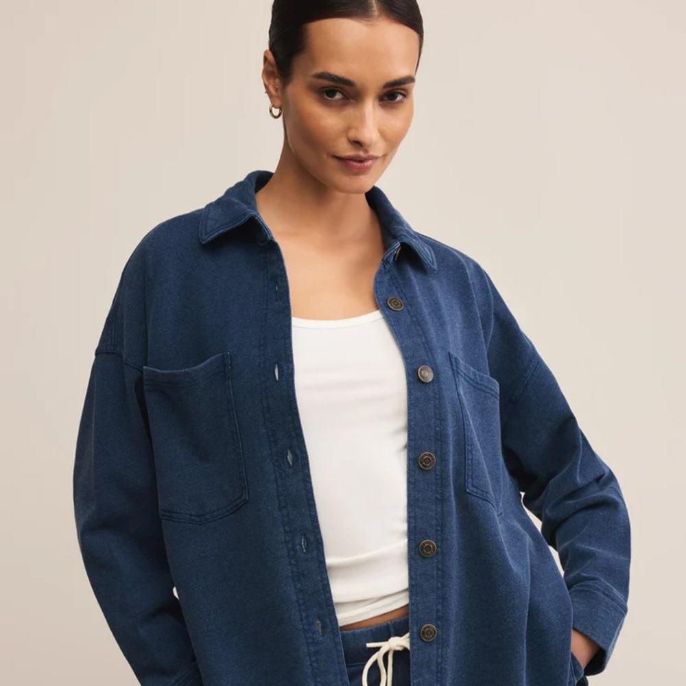 Z Supply Knit Denim Jacket in Indigo